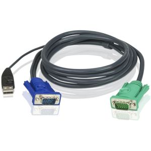 Кабель KVM  USB(тип А Male)+HDB15(Male) <->  SPHD15(Male) 1,2м., черный/ATEN/ CABLE HD15M/USB A(M)--SPHD15M, 1.2M