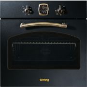 Встраиваемый духовой шкаф/ Retro Calabria, 59.8 х 59.5 x 56 см, 6 режимов нагрева, аналоговые часы в классическом стиле Frank Muller, таймер, черный+бронза