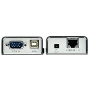Удлинитель/усилитель/extender, VGA/SVGA+KBD+MOUSE USB, 100 метр., HD-DB15+USB A-тип/USB B-тип, Female, без шнуров, Б.П. 220> 5V, (по витой паре/UTP/FTP макс.разрешение 1920х1200 60Hz(30m) 1280х1024 60Hz(100m) DDC2B3 г.гар.+электростраховка/ATEN/ Min