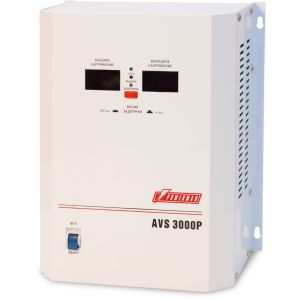 Стабилизатор POWERMAN AVS 3000P, ступенчатый регулятор, цифровые индикаторы уровней напряжения, 3000ВА, 110-260В, максимальный входной ток 20А, клеммная колодка, IP-20, навесной,   260мм х 220мм х 130мм, 7.2 кг./ Stabilizer POWERMAN AVS 3000P, step-