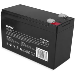 Батарея SVEN SV 1272 (12V 7.2Ah), напряжение 12В, емкость 7.2А*ч, макс. ток разряда 105А, макс. ток заряда 2.1А, свинцово-кислотная типа AGM, тип клемм F2,/ Battery SVEN SV 1272 (12V 7.2Ah), 12V voltage, 7.2A*h capacity, max. discharging rate of 105