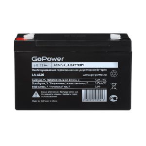 Аккумулятор свинцово-кислотный GoPower LA-6120 6V 12Ah (1/10)