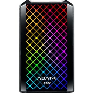 Твердотельный накопитель/ ADATA External SSD SE900G, 512GB, Type-C, USB 3.2 Gen2, R/W 2000/2000 MB/s, RGB lighting, 111x66x17mm, Black (3 года)