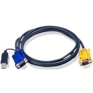 Шнур, мон., клав.+мышь USB, SPHD15=>HD DB15+USB A-Тип, Male-2xMale,  8+4 проводов, опрессованный,   1.8 метр., черный/ Intelligent CABLE HD15M/USBAM 1.8M
