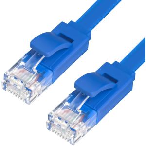 Greenconnect Патч-корд PROF плоский прямой 1.0m, UTP медь кат.6, синий, 30 AWG, GCR-LNC621-1.0m ethernet high speed 10 Гбит/с, RJ45, T568B