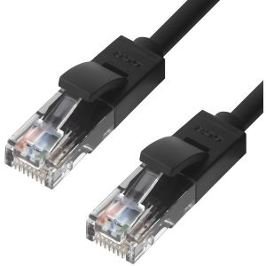 Greenconnect Патч-корд прямой 5.0m, UTP кат.5e, черный, позолоченные контакты, 24 AWG, литой, GCR-LNC06-5.0m, ethernet high speed 1 Гбит/с, RJ45, T568B
