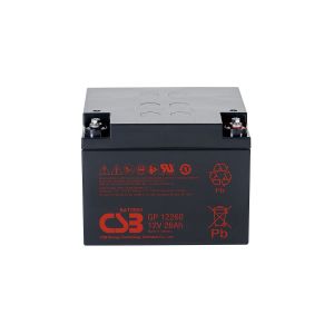 Батарея CSB серия GP, GP12260, напряжение 12В, емкость 26Ач (разряд 20 часов), макс. ток разряда (5 сек.) 350А, ток короткого замыкания 650А, макс. ток заряда 7.8A, свинцово-кислотная типа AGM, клеммы В1, под гайку и болт М5, ДxШxВ 166x175x125мм., в