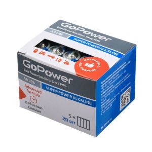 Батарейка GoPower LR6 AA Shrink 4 Alkaline 1.5V (4/20/640) коробка (20 шт.)