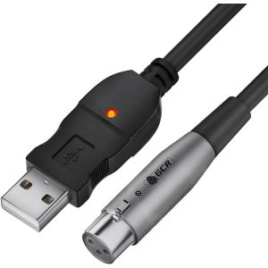 GCR Кабель 3.0m микрофонный USB/XLR черный, GCR-53044
