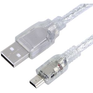Greenconnect Кабель PROF 1.0m USB 2.0, AM/mini 5P, прозрачный, 28/24 AWG, экран, армированный, морозостойкий, GCR-UM1M5P-BD2S-1.0m