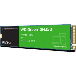 Твердотельный накопитель/ WD SSD Green SN350 NVMe, 960GB, M.2(22x80mm), NVMe, PCIe 3.0 x4, 3D TLC, R/W 2400/1900MB/s, IOPs 340 000/380 000, TBW 80, DWPD 0.1 (12 мес.)