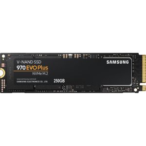 Твердотельные накопители/ Samsung SSD 970 EVO Plus, 250GB, M.2(22x80mm), NVMe 1.3, PCIe 3.0 x4, 3-bit MLC, R/W 3500/2300MB/s, IOPs 250 000/550 000, DRAM buffer 512MB, TBW 150, DWPD 0.33 (12 мес.)