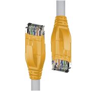 Патч-корд прямой 0.5m UTP кат.5e, серый, желтые коннекторы, 24 AWG, литой, ethernet high speed 1 Гбит/с, RJ45, T568B