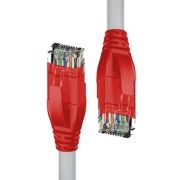 Патч-корд прямой 1.0m UTP кат.5e, серый, красные коннекторы, 24 AWG, литой, ethernet high speed 1 Гбит/с, RJ45, T568B