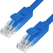 Greenconnect Патч-корд прямой 0.2m, UTP кат.5e, синий, позолоченные контакты, 24 AWG, литой, GCR-LNC01-0.2m, ethernet high speed 1 Гбит/с, RJ45, T568B