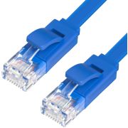 Greenconnect Патч-корд PROF плоский прямой 1.5m, UTP медь кат.6, синий, 30 AWG, GCR-LNC621-1.5m ethernet high speed 10 Гбит/с, RJ45, T568B