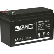 Батарея SECURITY FORCE серия SF, SF 1207, напряжение 12В, емкость 7Ач (разряд 20 часов),  макс. ток разряда (5 сек.) 60А, макс. ток заряда 2.1А, свинцово-кислотная типа AGM, клеммы F1, ДxШxВ 151х65х95мм., вес кг., срок службы 3-5 лет./ Battery SECUR