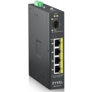 Коммутатор/ ZYXEL RGS100-5P, 5  Port unmanaged PoE Switch, 120 Watt PoE, DIN Rail, IP30, 12-58V DC