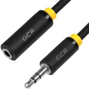 Greenconnect Удлинитель аудио 1.0m jack 3,5mm/jack 3,5mm черный, желтая окантовка, ультрагибкий, 28AWG, M/F, Premium GCR-STM1114-1.0m, экран, стерео