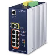 коммутатор/ PLANET IGS-6325-8UP2S IP30 DIN-rail Industrial L3 8-Port 10/100/1000T 802.3bt PoE + 2-port 1G/2.5G SFP Full Managed Switch (-40 to 75 C, 8-port 95W PoE++, 802.3bt/PoH/Force modes, dual redundant power input on 48~56VDC terminal block, DI