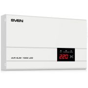 Стабилизатор SVEN AVR SLIM-1000 LCD, релейный, 800вт, 1000Ва, 140-260в, функция «пауза», 1 евророзетка, 2.9 кг./ Stabilizer SVEN AVR SLIM-1000 LCD, Relay, 800W, 1000VA, 140-260v, the function 