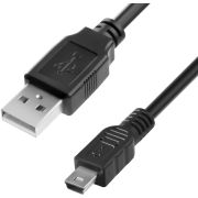 Greenconnect Кабель 0.5m USB 2.0, AM/mini 5P, черный, 28/28 AWG, экран, армированный, морозостойкий, GCR-UM2M5P-BB2S-0.5m