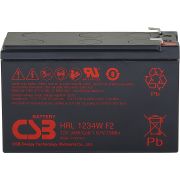 Батарея CSB серия HRL, HRL1234W F2 FR, напряжение 12В, емкость 8.5Ач (разряд 20 часов), 34 Вт/Эл при 15-мин. разряде до U кон. - 1.67 В/Эл при 25 °С, макс. ток разряда (5 сек.) 130А, ток короткого замыкания 367А, макс. ток заряда 3.4A, свинцово-кисл