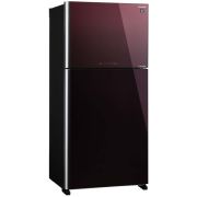 Холодильник Sharp/ Холодильник. 187x86.5x74 см. 422 + 178 л, No Frost. A++ темно-бордовый, стекло