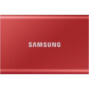 Внешние HDD и SSD/ Samsung External SSD T7, 2000GB, Type-C, USB 3.2 Gen2, R/W 1050/1000MB/s, 85x57x8mm, Metallic Red (12 мес.)