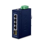 коммутатор/ PLANET IGS-510TF IP30 Compact size 4-Port 10/100/1000T + 1-Port 100/1000X SFP Gigabit Ethernet Switch (-40~75 degrees C, dual 9~48V DC/24V AC)