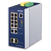 коммутатор/ PLANET IP30 Industrial L2+/L4 8-Port 1000T 802.3at PoE + 2-Port 10/100/1000T + 2-Port 100/1000X SFP Full Managed Switch (-40 to 75 C, dual redundant power input on 48~56VDC terminal block, DIDO, ERPS Ring, 1588, ONVIF, Cybersecurity feat