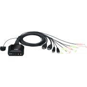 KVM-переключатель ATEN CS22H [CS22H-AT] кабельный, 2 порта, USB, 4K HDMI, пульт удаленного переключения порта/ 2 PORT USB HDMI  KVM SWITCH