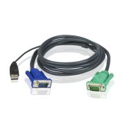 Кабель KVM  USB(тип А Male)+HDB15(Male) <->  SPHD15(Male) 5,0м., черный./ATEN/ CABLE HD15M/USB A(M)--SPHD15M, 5M