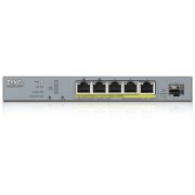 Коммутатор/ ZYXEL GS1350-6HP L2 PoE + switch for ZYXEL GS1350-6HP IP cameras, 4xGE PoE +, 1xGE PoE++ (802.3bt), 1xSFP, PoE budget 60 W, power transmission distance up to 250 m, auto-reloading of PoE ports, increased overvoltage and electrostatic pro