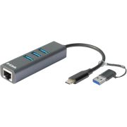 Сетевой адаптер/ DUB-2332 USB-C to Gigabit Ethernet Adapter, 3xUSB3.0 + USB-A to USB-C Adapter