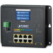 коммутатор/ PLANET IP30, IPv6/IPv4, L2+ 8-Port 10/100/1000T 802.3at PoE + 2-Port 1G/2.5G SFP Wall-mount Managed Switch with LCD touch screen (-20~70 degrees C, dual power input on 48-56VDC terminal block and power jack, ERPS Ring, 1588, Modbus TCP, 