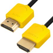 Greenconnect Кабель SLIM 1.5m HDMI 2.0, желтые коннекторы Slim, OD3.8mm, HDR 4:2:2, Ultra HD, 4K 60 fps 60Hz, 3D, AUDIO, 18.0 Гбит/с, 32/32 AWG, GCR-51575