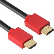 GCR Кабель 2.0m HDMI версия 1.4, черный, красные коннекторы, OD7.3mm, 30/30 AWG, позолоченные контакты, Ethernet 10.2 Гбит/с, 3D, 4K GCR-HM450-2.0m, экран