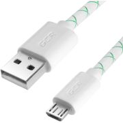 Greenconnect Кабель 2А 0.5m USB 2.0, AM/microB 5pin, бело-зеленый, белые коннекторы, 28/24 AWG, поддержка функции быстрой зарядки, GCR-UA9MCB3-BD-0.5m, морозостойкий.